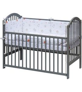 SCARLETT DĚTSKÁ POSTÝLKA S KOMPLETNÍ VÝBAVOU SCARLETT 120 X 60 CM ŠEDÁ - LABRA - DŘEVĚNÉ POSTÝLKY - SPINKÁNÍ