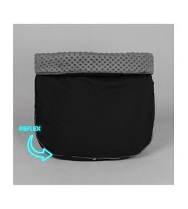 NÁNOŽNÍK DOUBLE ČERNÝ S TMAVĚ ŠEDOU MINKY REFLEX - NÁNOŽNÍKY - KOČÁRKY A PŘÍSLUŠENSTVÍ