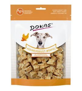 DOKAS - KUŘECÍ KOSTKY S BATÁTY A LNĚNÝM S. 150 G - SUŠENÉ PAMLSKY PRO PSY - CHOVATELSKÉ POTŘEBY MALVÍKZOO