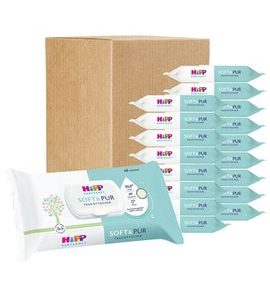 HIPP BABYSANFT ČISTÍCÍ VLHČENÉ UBROUSKY SOFT&PUR + VÍČKO 18X48 KS - VLHČENÉ UBROUSKY - PŘEBALOVÁNÍ