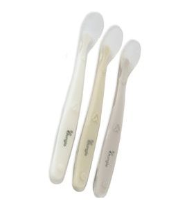 BO JUNGLE MĚKKÉ JÍDELNÍ LŽIČKY SOFT WHITE/GREY/BLUE (3KS) - LŽIČKY A PŘÍBORY - KRMENÍ