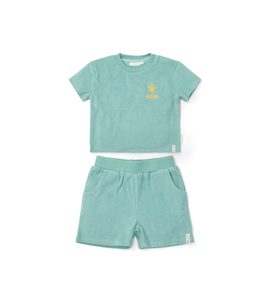 LITTLE DUTCH TRIČKO A KRAŤASY SEASHELLS / STRIPES SURF BLUE VEL. 98/104 - SOUPRAVY - PRO DĚTI