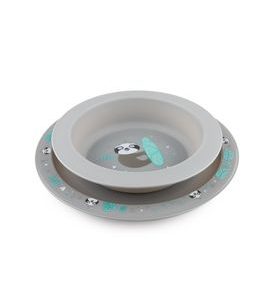 CANPOL BABIES JÍDELNÍ SADA EXOTIC ANIMALS 2KS ŠEDÁ - MISKY, TALÍŘKY A PODLOŽKY - KRMENÍ