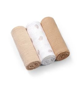 BABYONO PLENY MUŠELÍNOVÉ SUPER SOFT 3 KS 70 X 70 CM - LÁTKOVÉ PLENY ALL IN ONE - PŘEBALOVÁNÍ