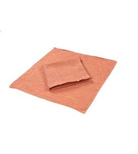 ENIE BABY MUŠELÍNOVÁ ZAVINOVACÍ PLENA 120X120CM MELANGE SE ZLATÝMI PUNTÍKY - 1KS - LÁTKOVÉ PLENY SKLÁDANÉ - PŘEBALOVÁNÍ