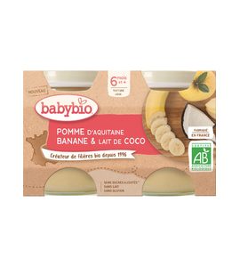 BABYBIO JABLKO BANÁN S KOKOSOVÝM MLÉKEM 2X130 G - OVOCE/DEZERTY - KRMENÍ