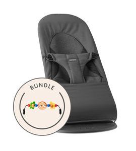 BABYBJORN LEHÁTKO SOFT TRI-FABRIC WOVEN/JERSEY DARK GREY+ HRAČKA GOOGLY EYES - LEHÁTKA A HOUPADLA - SPINKÁNÍ