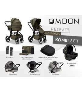 MOON RESEA 2.0 KOMBI SET - MOSS - KOMBINACE S PŘÍSLUŠENSTVÍM - KOČÁRKY A PŘÍSLUŠENSTVÍ