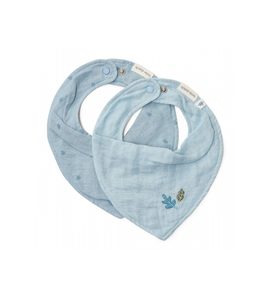 LITTLE DUTCH BRYNDÁČEK BANDANA 2 KS PURE DENIM BLUE - BRYNDÁKY - KRMENÍ