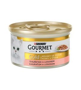 GOURMET GOLD 85G S LOSOSEM A KUŘECÍM - KONZERVY PRO KOČKY - CHOVATELSKÉ POTŘEBY MALVÍKZOO