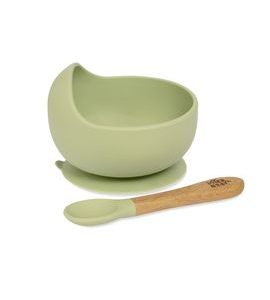 INTERBABY MISKA SILIKONOVÁ + LŽIČKA SILIKONOVÁ +4 M - ZELENÁ - MISKY, TALÍŘKY A PODLOŽKY - KRMENÍ