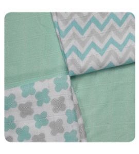 KIKKO BAMBUSOVÉ UBROUSKY XKKO BMB 30X30 SCANDINAVIAN MINT MIX - LÁTKOVÉ PLENY SKLÁDANÉ - PŘEBALOVÁNÍ