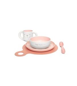SUAVINÉX KOJENECKÁ JÍDELNÍ SADA HYGGE - RŮŽOVÁ - MISKY, TALÍŘKY A PODLOŽKY - KRMENÍ