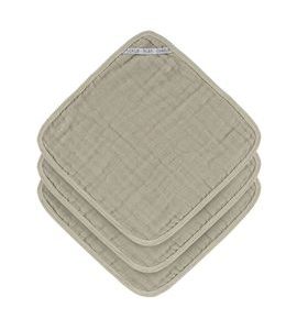 LÄSSIG MUSLIN WASHCLOTH SET 3 PCS OLIVE - ŽÍNKY A HOUBIČKY - KOUPÁNÍ A ZDRAVÍ