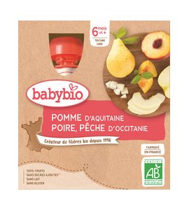 BABYBIO JABLKO HRUŠKA BROSKEV 4X90 G - KAPSIČKY - KRMENÍ