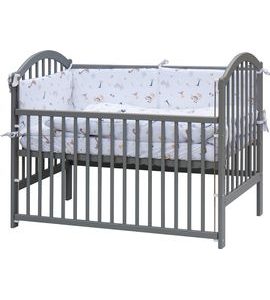 SCARLETT DĚTSKÁ POSTÝLKA S KOMPLETNÍ VÝBAVOU SCARLETT 120 X 60 CM ŠEDÁ - TURA - DŘEVĚNÉ POSTÝLKY - SPINKÁNÍ