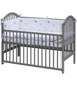 SCARLETT DĚTSKÁ POSTÝLKA S KOMPLETNÍ VÝBAVOU SCARLETT 120 X 60 CM ŠEDÁ - KRENA - DŘEVĚNÉ POSTÝLKY - SPINKÁNÍ