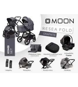 MOON RESEA FOLD KOMBI SET - GRAPHITE - KOMBINACE S PŘÍSLUŠENSTVÍM - KOČÁRKY A PŘÍSLUŠENSTVÍ