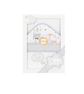 INTERBABY OSUŠKA FROTÉ SAFARI BÍLÁ ŠEDÝ LEM - OSUŠKY A DĚTSKÉ ŽUPANY - KOUPÁNÍ A ZDRAVÍ