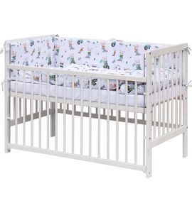 SCARLETT DĚTSKÁ POSTÝLKA S KOMPLETNÍ VÝBAVOU SCARLETT PEKO 120 X 60 CM - BÍLÁ - DŘEVĚNÉ POSTÝLKY - SPINKÁNÍ