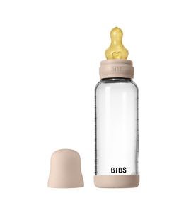 BIBS ANTIKOLIKOVÁ SKLENENÁ FĽAŠA S KAUČUKOVÝM CUMLÍKOM 240ML - KOJENECKÉ LAHVE - KRMENÍ