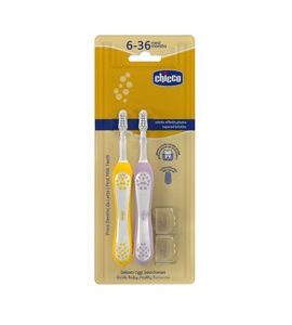 CHICCO SET ZUBNÍCH KARTÁČKŮ PRO DĚTI 6-36M 2KS - HŘEBÍNKY A KARTÁČKY - KOUPÁNÍ A ZDRAVÍ