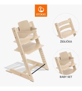 STOKKE® TRIPP TRAPP® + BABY SET ZVÝHODNĚNÁ SADA - JÍDELNÍ ŽIDLIČKY DŘEVĚNÉ - KRMENÍ