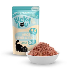 LUCKY LOU LUCKY LOU LIFESTAGE KITTEN S DRŮBEŽÍM MASEM A PSTRUHEM 125 G - KAPSIČKY PRO KOČKY - CHOVATELSKÉ POTŘEBY MALVÍKZOO