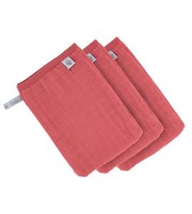 LÄSSIG MUSLIN WASH GLOVE SET 3 PCS ROSEWOOD - ŽÍNKY A HOUBIČKY - KOUPÁNÍ A ZDRAVÍ