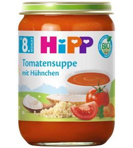HIPP BIO RAJČATOVÁ POLÉVKA S NUDLEMI A KUŘECÍM MASEM 190 G - EXPIRACE 31.7.2026 - MASO/ZELENINA - KRMENÍ