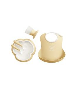 BABYBJÖRN DĚTSKÝ JÍDELNÍ SET 5 DÍLNÝ PUDROVĚ ŽLUTÝ - MISKY, TALÍŘKY A PODLOŽKY - KRMENÍ