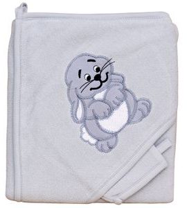 SCARLETT FROTÉ RUČNÍK S KAPUCÍ ZAJÍC ŠEDÁ - OSUŠKY A DĚTSKÉ ŽUPANY - KOUPÁNÍ A ZDRAVÍ