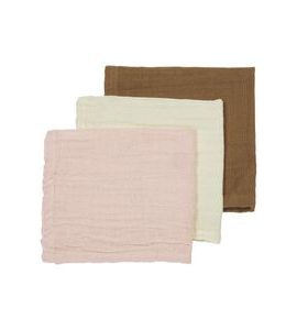 MEYCO MUŠELÍNOVÁ PLENA-ŽÍNKA 3-BALENÍ - OFFWHITE/SOFT PINK/TOFFEE - LÁTKOVÉ PLENY ALL IN ONE - PŘEBALOVÁNÍ