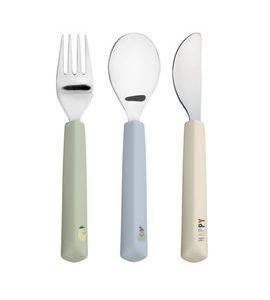 LÄSSIG BABIES CUTLERY WITH SILICONE HANDLE 3PCS HAPPY FRUITS LEMON - LŽIČKY A PŘÍBORY - KRMENÍ