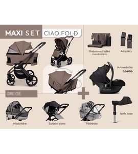 MOON CIAO FOLD MAXI SET - GREIGE - TROJKOMBINACE - KOČÁRKY A PŘÍSLUŠENSTVÍ