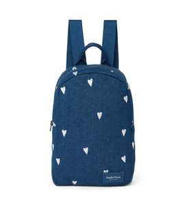 STUDIO NOOS DENIM MINI BACKPACK - BATŮŽEK | DARK BLUE WHITE HEARTS - BATOHY A TAŠKY - PRO DĚTI