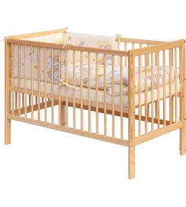 SCARLETT DĚTSKÁ POSTÝLKA S KOMPLETNÍ VÝBAVOU SCARLETT 120 X 60 CM - MRÁČEK - BÉŽOVÁ - DŘEVĚNÉ POSTÝLKY - SPINKÁNÍ