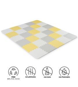 KINDERKRAFT PODLOŽKA PĚNOVÁ PUZZLE LUNO YELLOW 30KS - HRACÍ PODLOŽKY NA ZEM - SPINKÁNÍ