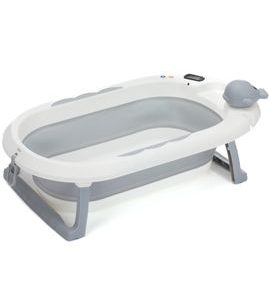 FILLIKID SKLÁDACÍ DĚTSKÁ VANIČKA BELUGA S TEPLOMĚREM WHITE-GREY - VANIČKY PLASTOVÉ - KOUPÁNÍ A ZDRAVÍ