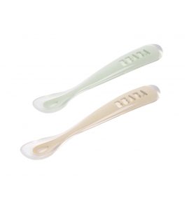 BEABA PRVNÍ LŽIČKY SILIKONOVÉ 2 KS S POUZDREM CLAY - LŽIČKY A PŘÍBORY - KRMENÍ