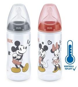 NUK FC+ LÁHEV MICKEY S KONTROLOU TEPLOTY 300 ML - KOJENECKÉ LAHVE - KRMENÍ