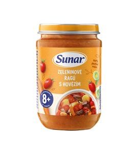 SUNAR PŘÍKRM ZELENINOVÉ RAGÚ S HOVĚZÍM 8M+ 190G - MASO/ZELENINA - KRMENÍ