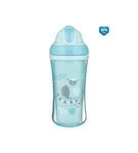 CANPOL BABIES SPORTOVNÍ LÁHEV SE SILIKONOVOU SLÁMKOU JUNGLE 260ML MODRÁ - SPORTOVNÍ LAHVE - KRMENÍ