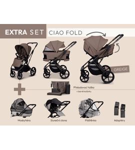 MOON CIAO FOLD EXTRA SET - GREIGE - DVOJKOMBINACE - KOČÁRKY A PŘÍSLUŠENSTVÍ