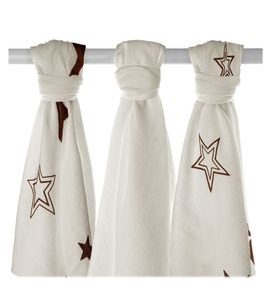 KIKKO BAMBUSOVÉ PLENY XKKO BMB 70X70 NATURAL BROWN STARS MIX 3KS - LÁTKOVÉ PLENY SKLÁDANÉ - PŘEBALOVÁNÍ