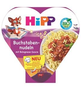 HIPP BIO PÍSMENKOVÉ TĚSTOVINY S BOLOŇSKOU OMÁČKOU 250 G - MASO/ZELENINA - KRMENÍ
