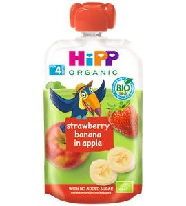 HIPP BIO 100% OVOCE JABLKO-BANÁN-JAHODA - KAPSIČKY - KRMENÍ