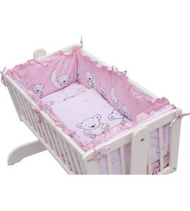 SCARLETT DĚTSKÁ KOLÉBKA BÍLÁ - 90X41CM S KOMPLETNÍ VÝBAVOU TORO BARVA SOUPRAVY: TORO RŮŽOVÁ - KOŠÍKY A KOLÉBKY - SPINKÁNÍ