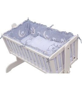 SCARLETT DĚTSKÁ KOLÉBKA BÍLÁ - 90X41CM S KOMPLETNÍ VÝBAVOU TORO BARVA SOUPRAVY: TORO ŠEDÁ - KOŠÍKY A KOLÉBKY - SPINKÁNÍ