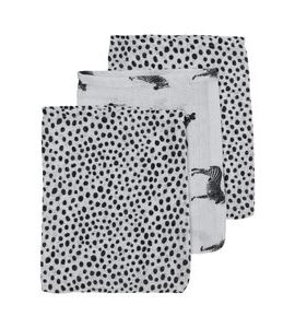 MEYCO PLENKY 3-BALENÍ ZEBRA PUNTÍK BLACK - LÁTKOVÉ PLENY SKLÁDANÉ - PŘEBALOVÁNÍ